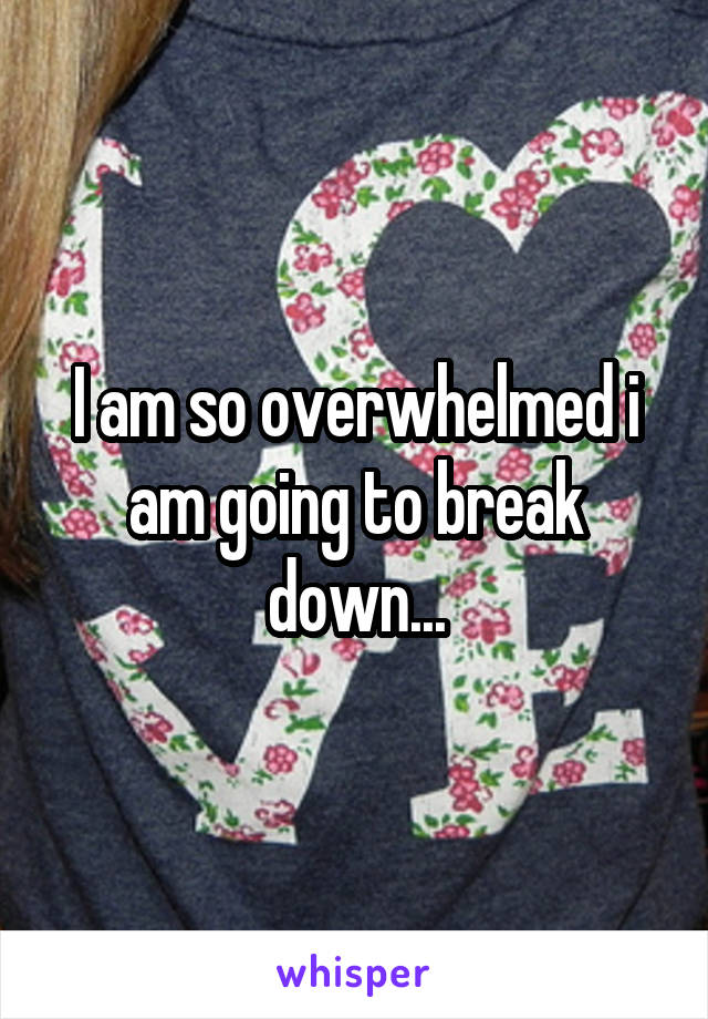 I am so overwhelmed i am going to break down...