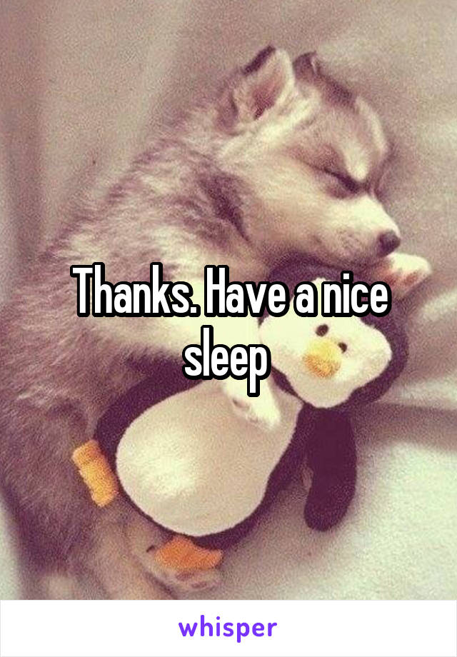 Thanks. Have a nice sleep 