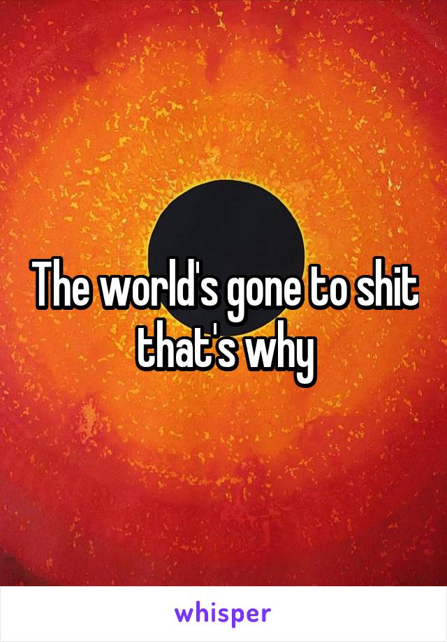 The world's gone to shit that's why