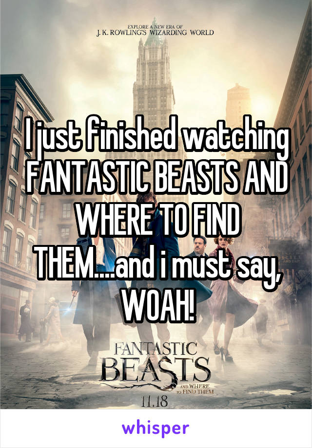I just finished watching FANTASTIC BEASTS AND WHERE TO FIND THEM....and i must say, WOAH!