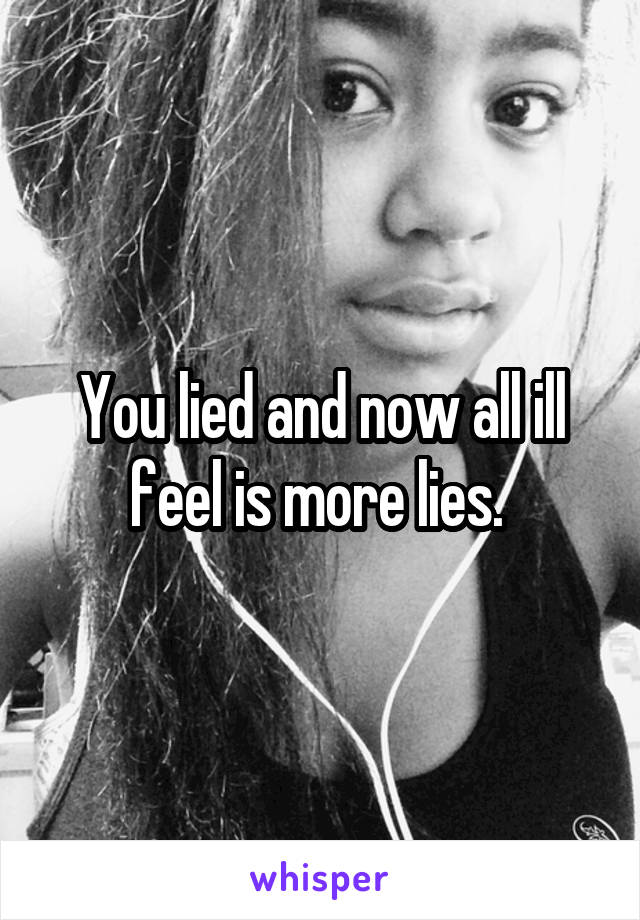 You lied and now all ill feel is more lies. 