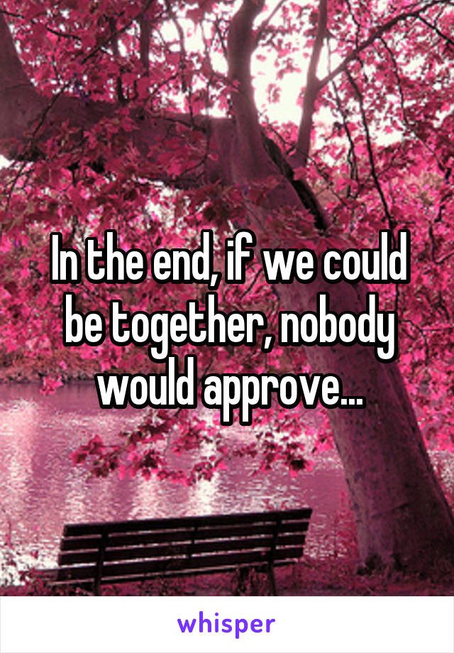 In the end, if we could be together, nobody would approve...