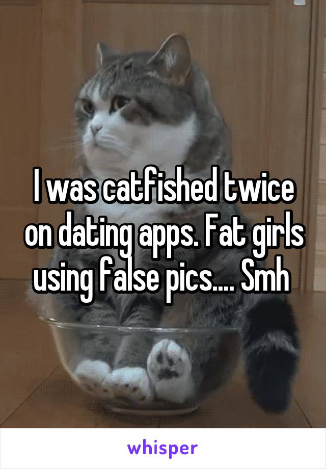I was catfished twice on dating apps. Fat girls using false pics.... Smh 