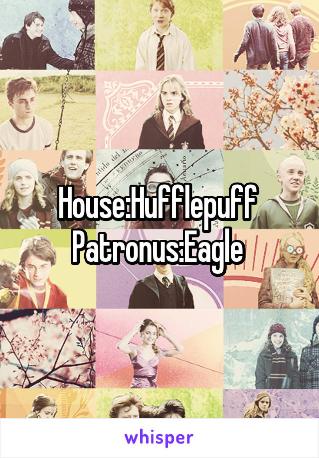 House:Hufflepuff 
Patronus:Eagle 