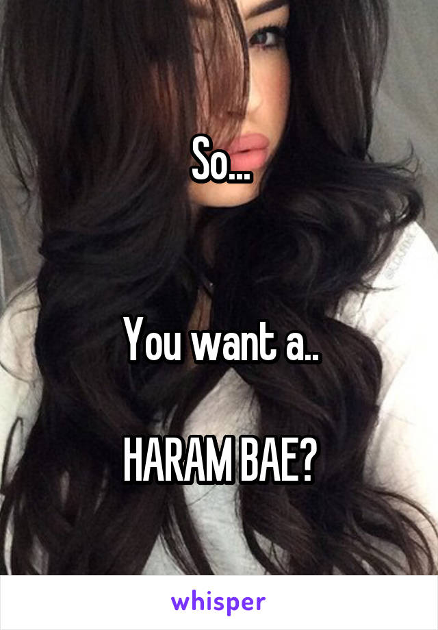 So...


You want a..

HARAM BAE?