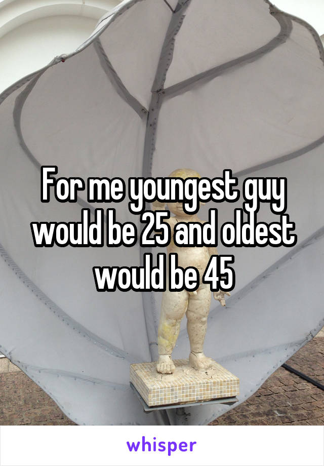 For me youngest guy would be 25 and oldest would be 45