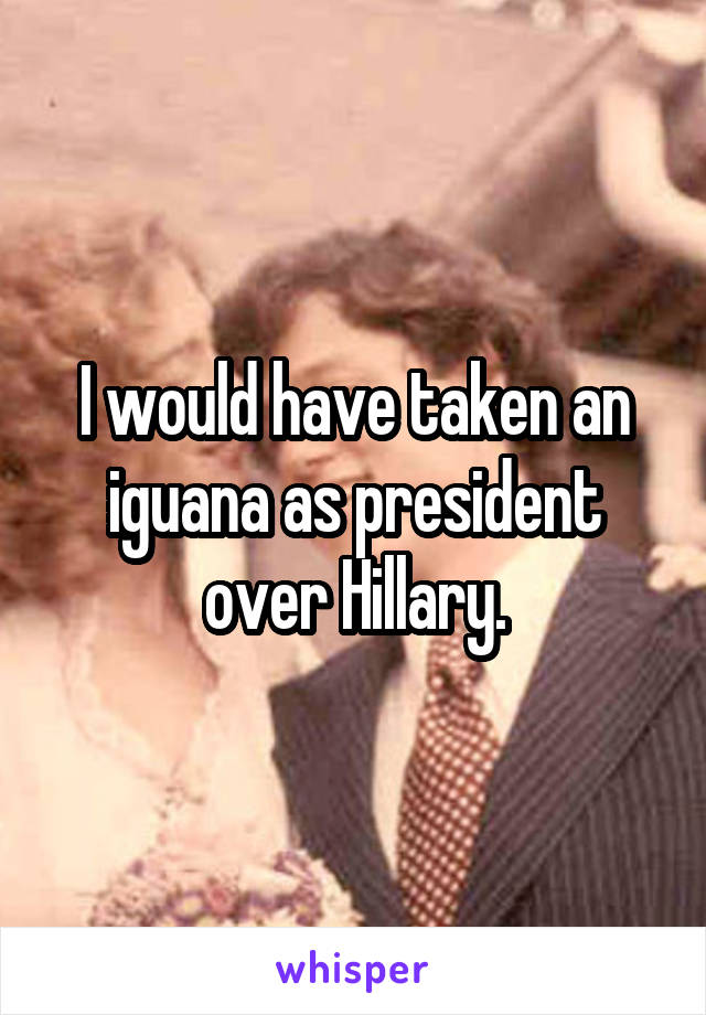 I would have taken an iguana as president over Hillary.