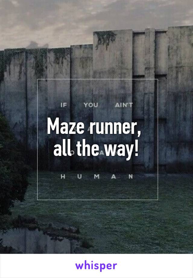 Maze runner, 
all the way!