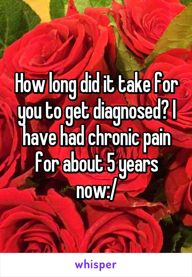 How long did it take for you to get diagnosed? I have had chronic pain for about 5 years now:/