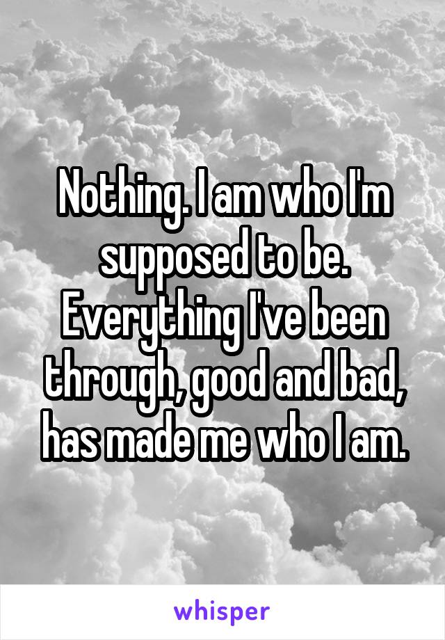 Nothing. I am who I'm supposed to be. Everything I've been through, good and bad, has made me who I am.