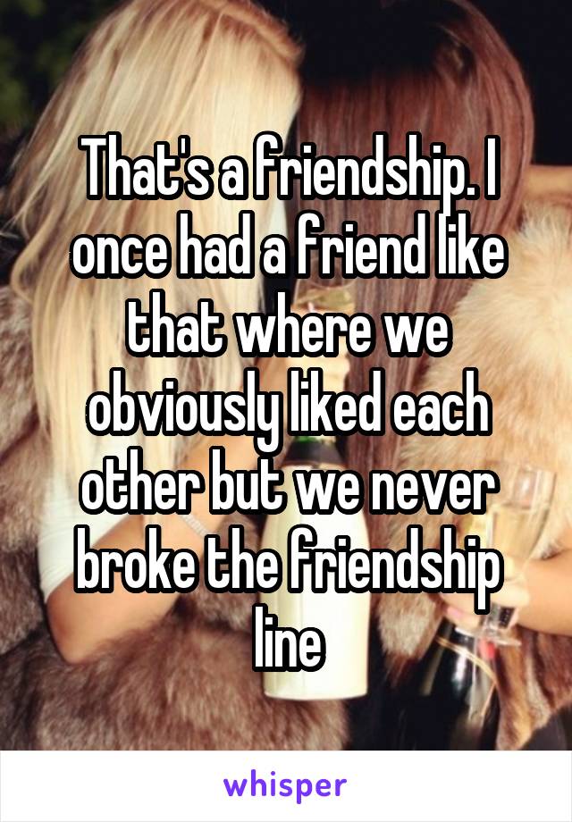 That's a friendship. I once had a friend like that where we obviously liked each other but we never broke the friendship line