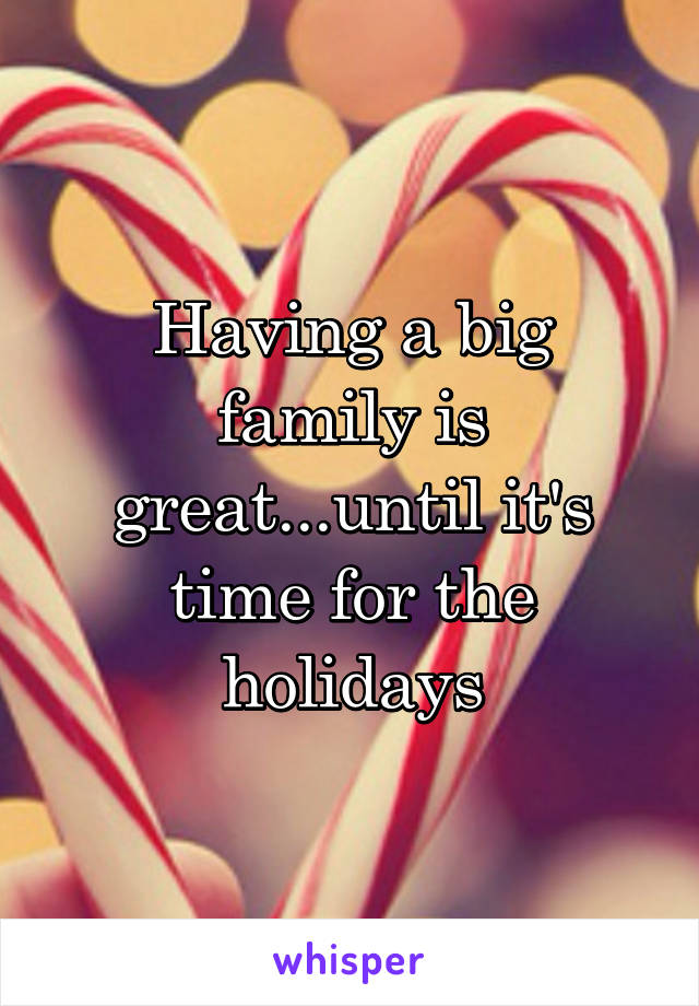 Having a big family is great...until it's time for the holidays