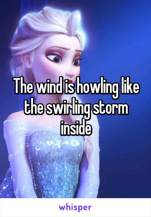 The wind is howling like the swirling storm inside