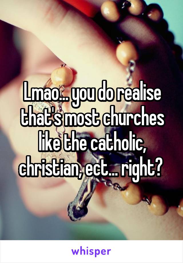 Lmao... you do realise that's most churches like the catholic, christian, ect... right? 