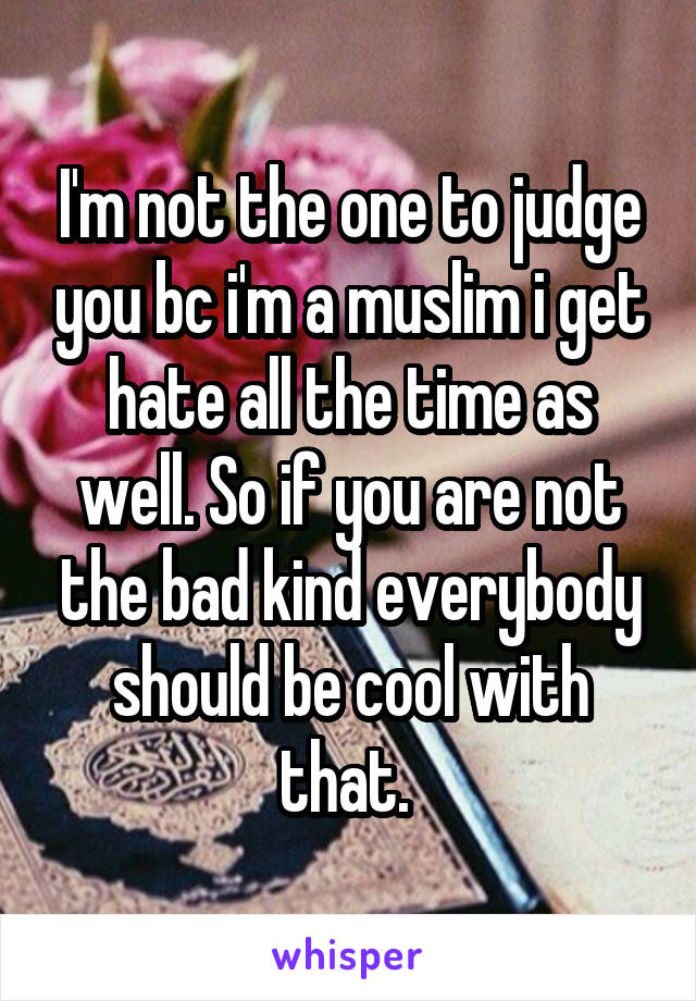 I'm not the one to judge you bc i'm a muslim i get hate all the time as well. So if you are not the bad kind everybody should be cool with that. 