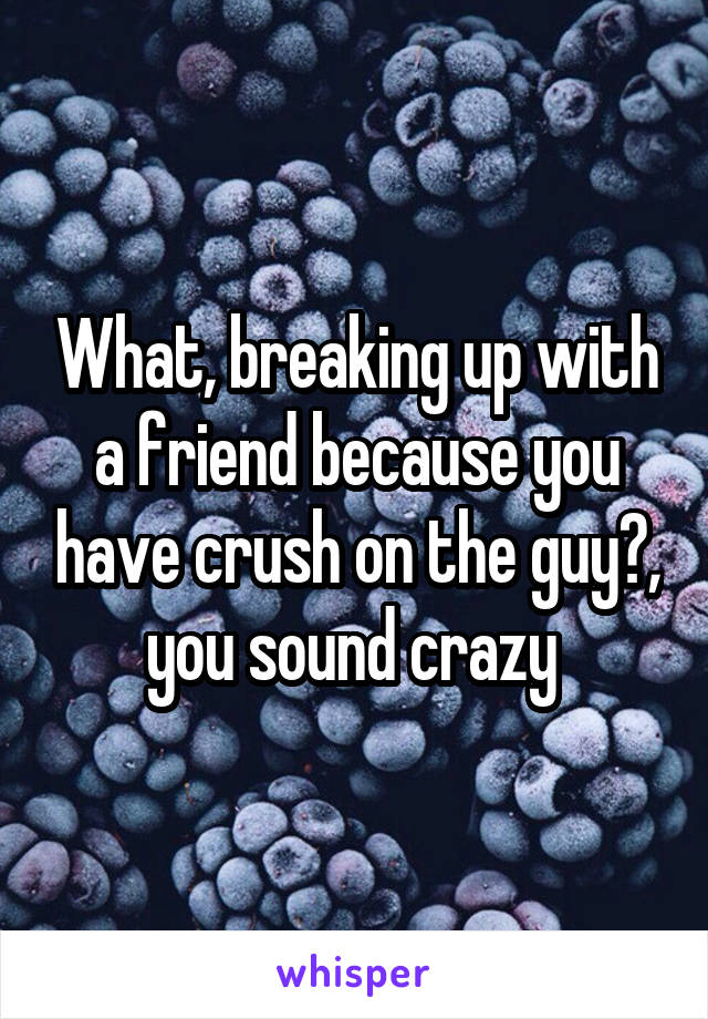 What, breaking up with a friend because you have crush on the guy?, you sound crazy 