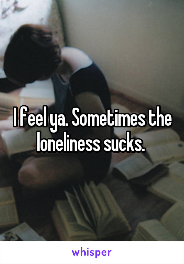 I feel ya. Sometimes the loneliness sucks. 