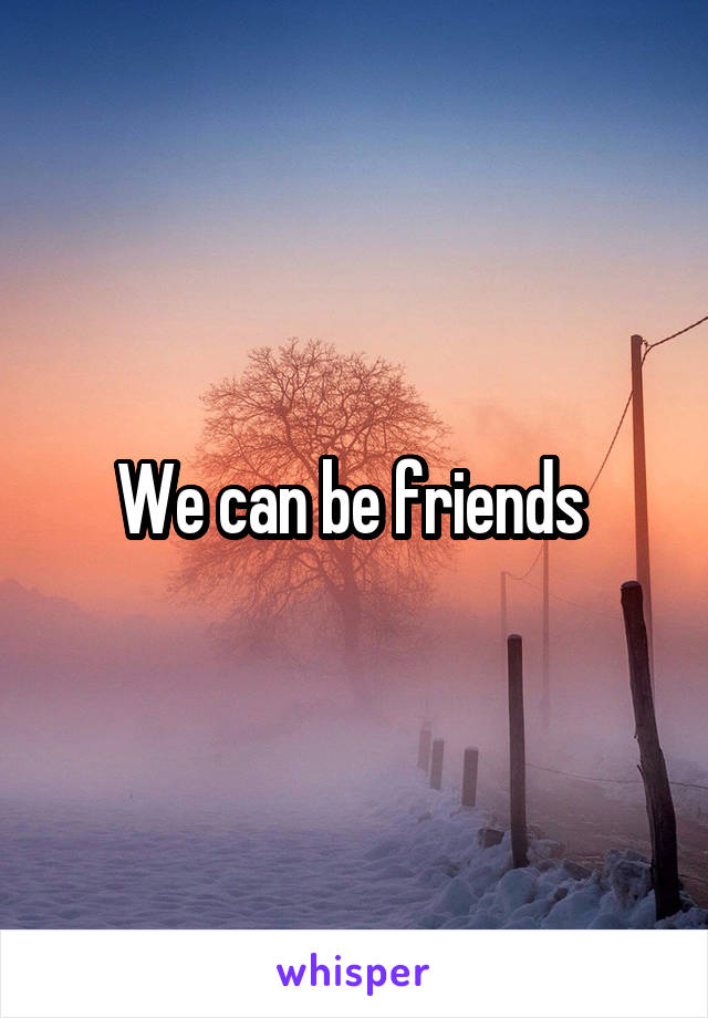 We can be friends 