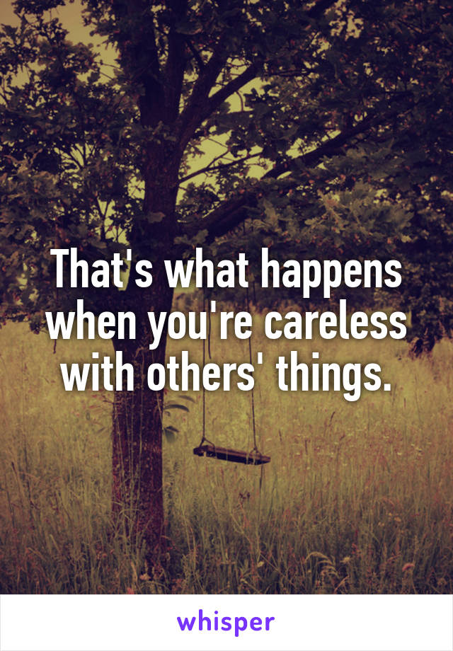 That's what happens when you're careless with others' things.