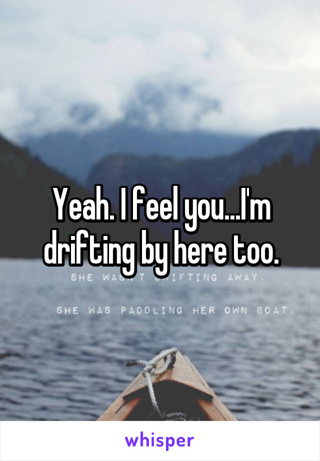 Yeah. I feel you...I'm drifting by here too.