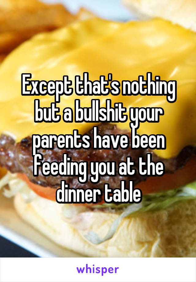 Except that's nothing but a bullshit your parents have been feeding you at the dinner table