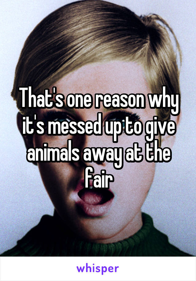 That's one reason why it's messed up to give animals away at the fair