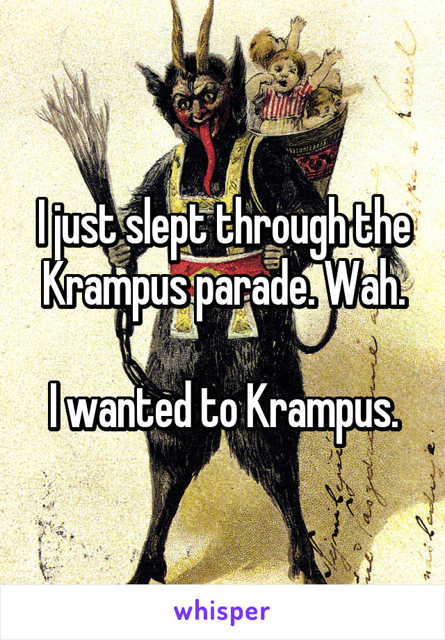I just slept through the Krampus parade. Wah.

I wanted to Krampus.