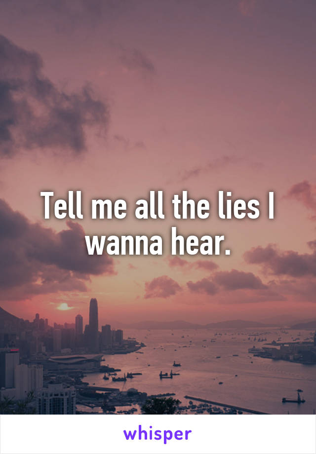 Tell me all the lies I wanna hear.