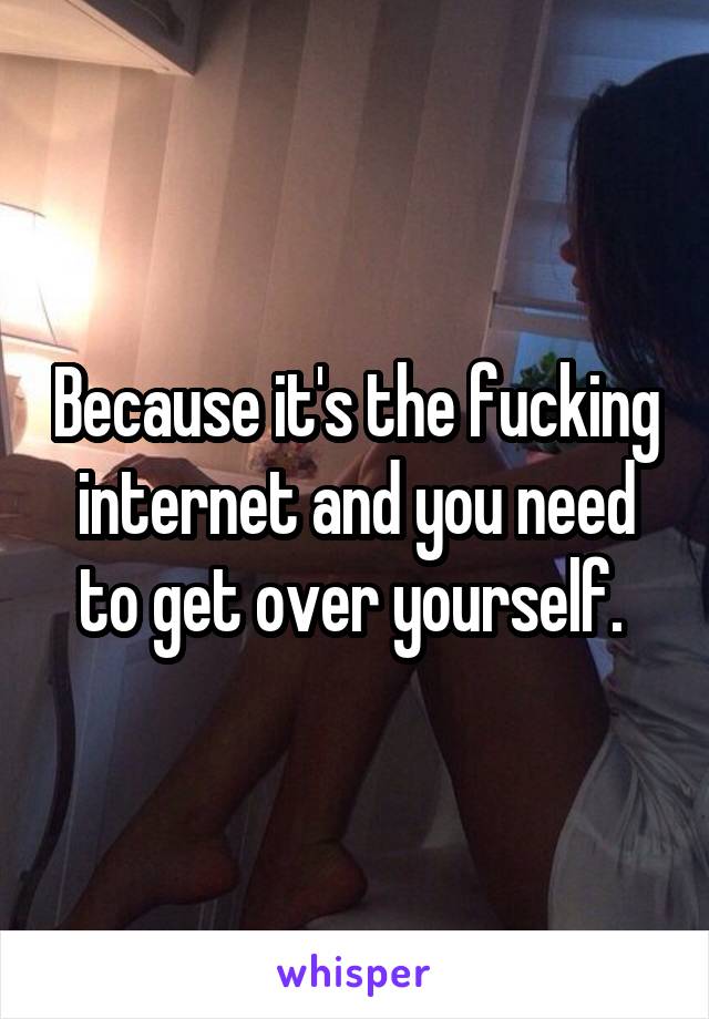 Because it's the fucking internet and you need to get over yourself. 