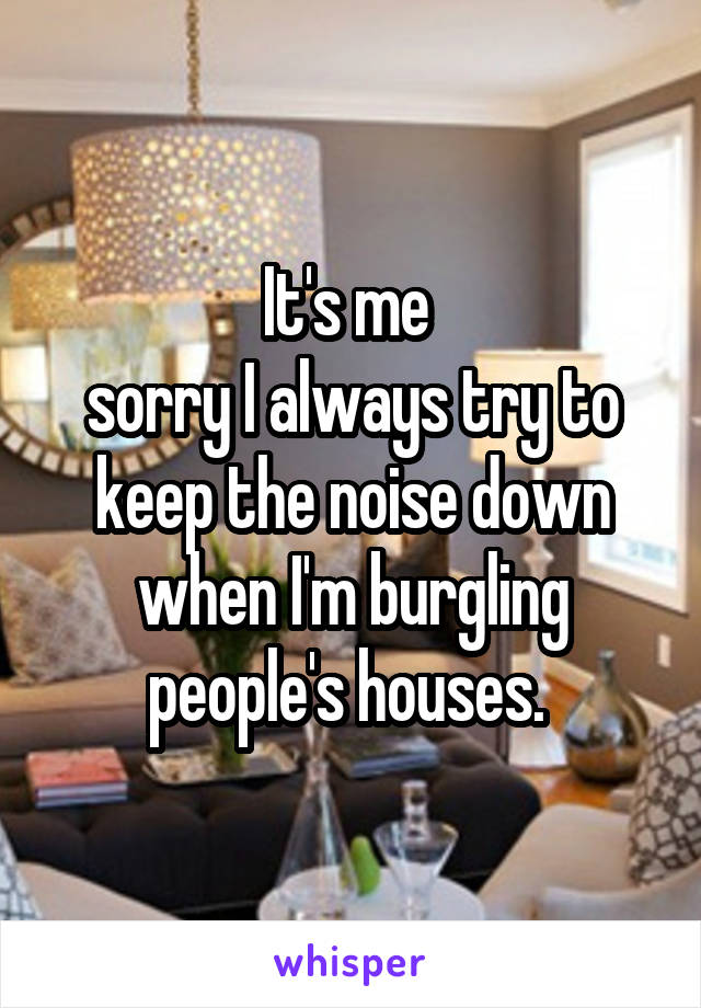 It's me 
sorry I always try to keep the noise down when I'm burgling people's houses. 