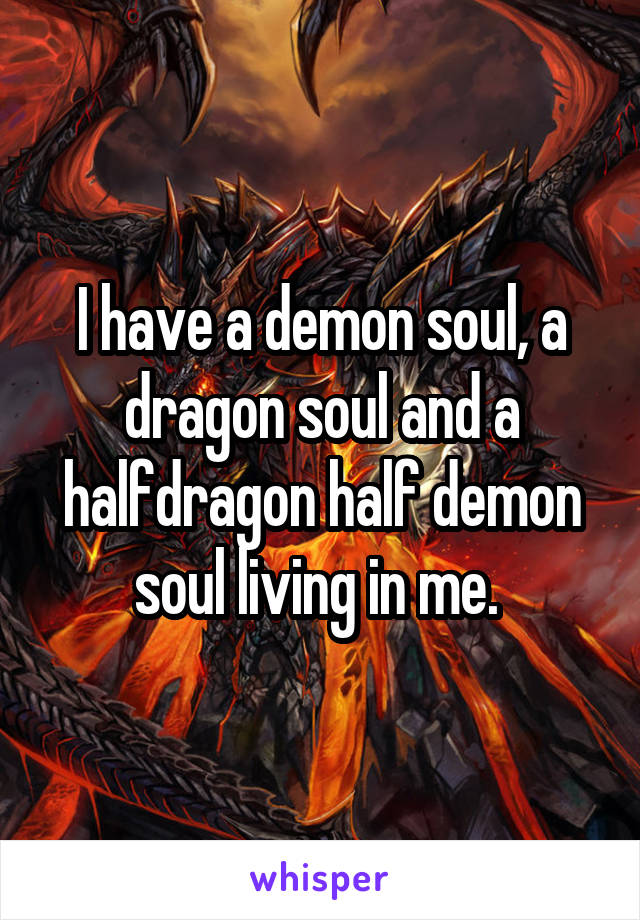 I have a demon soul, a dragon soul and a halfdragon half demon soul living in me. 