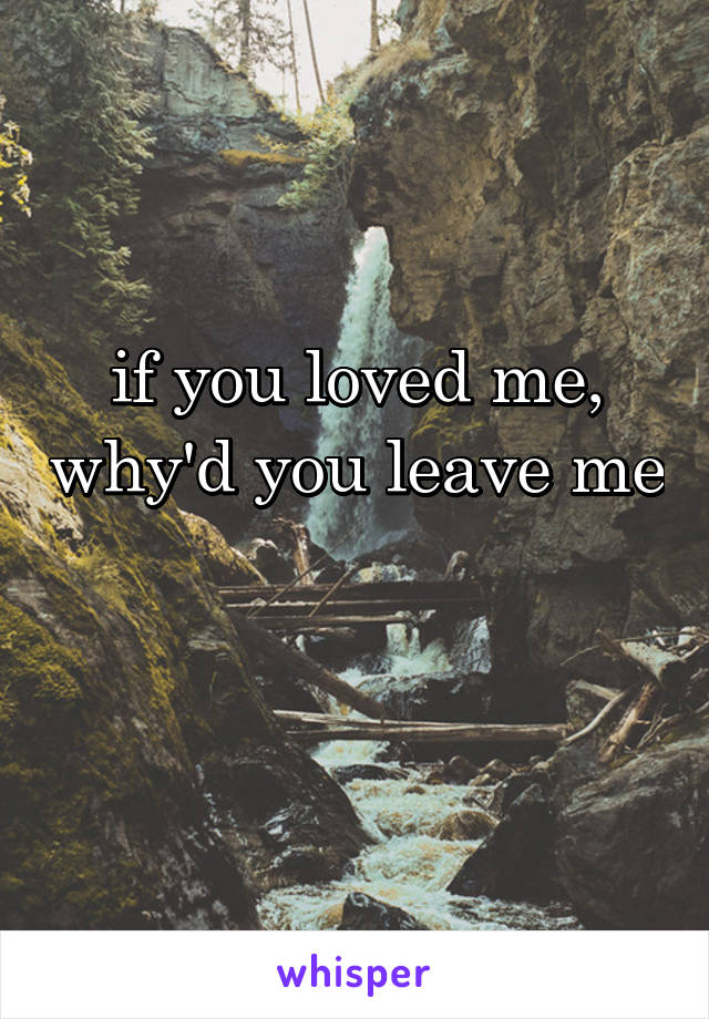 if you loved me, why'd you leave me 
