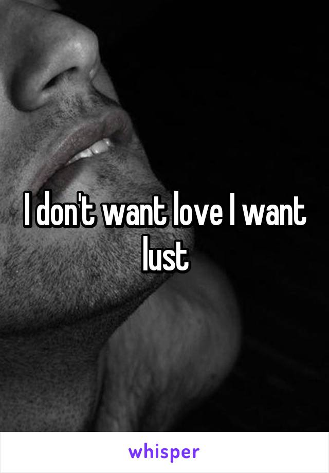 I don't want love I want lust