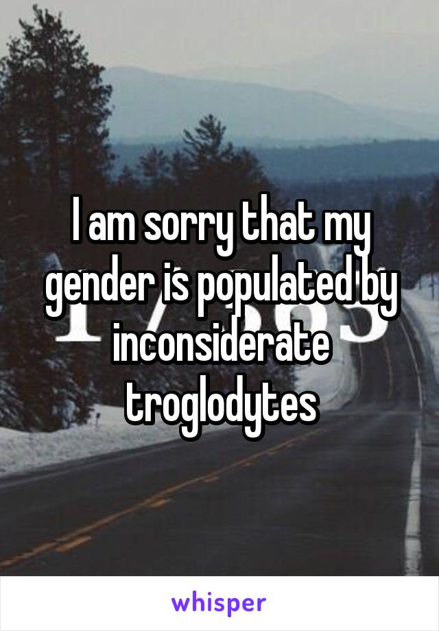 I am sorry that my gender is populated by inconsiderate troglodytes