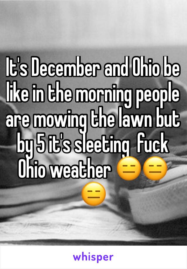 It's December and Ohio be like in the morning people are mowing the lawn but by 5 it's sleeting  fuck Ohio weather 😑😑😑