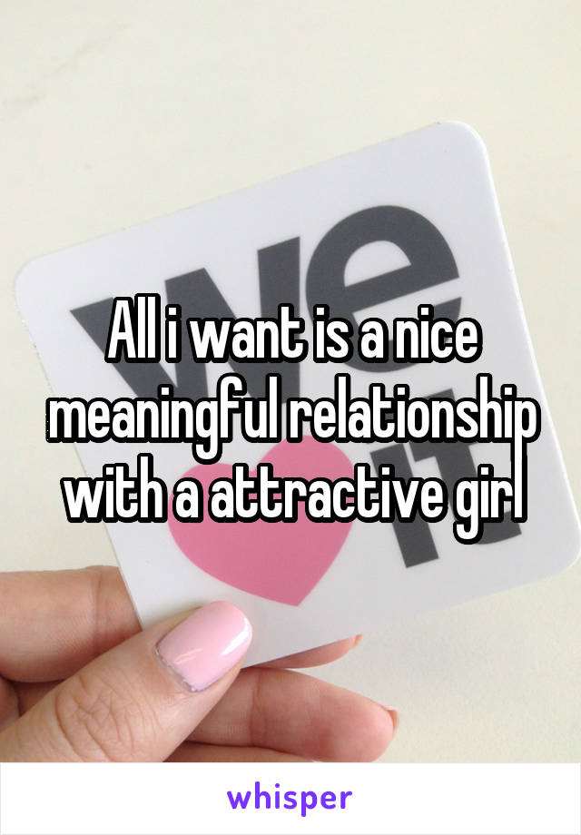 All i want is a nice meaningful relationship with a attractive girl