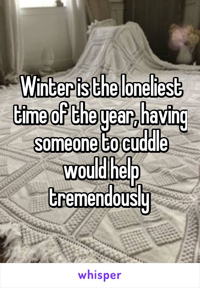 Winter is the loneliest time of the year, having someone to cuddle would help tremendously 