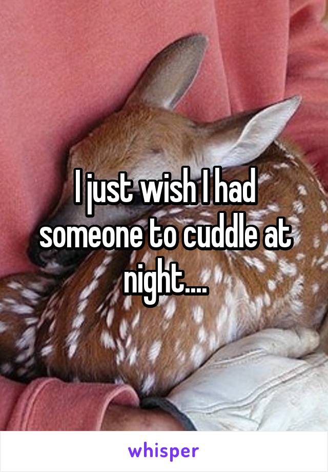 I just wish I had someone to cuddle at night....