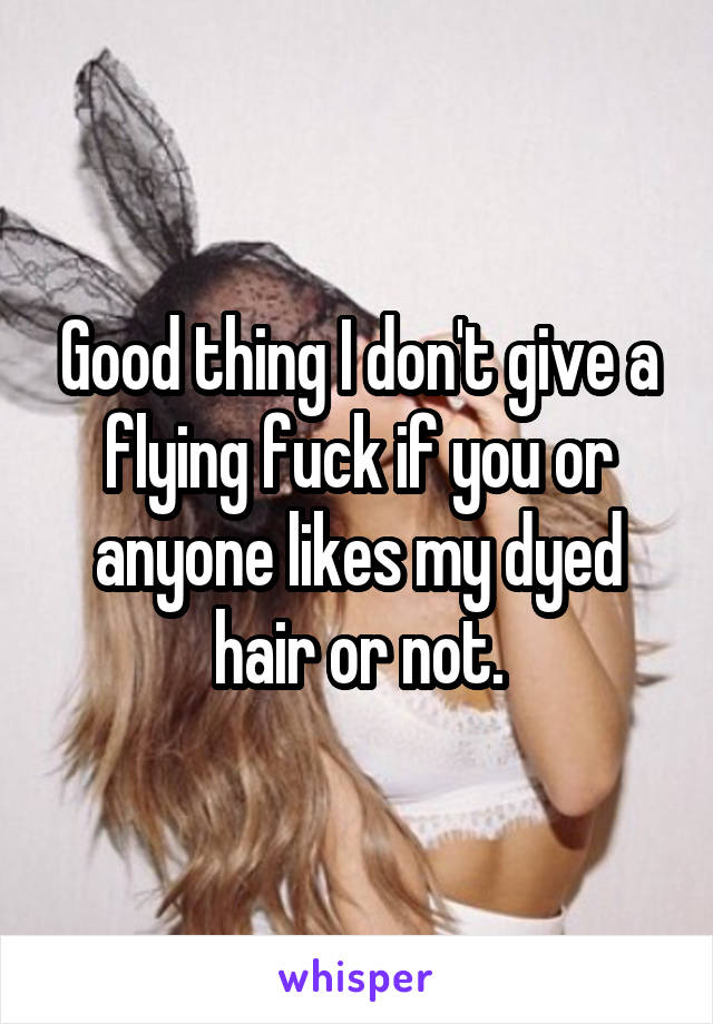 Good thing I don't give a flying fuck if you or anyone likes my dyed hair or not.