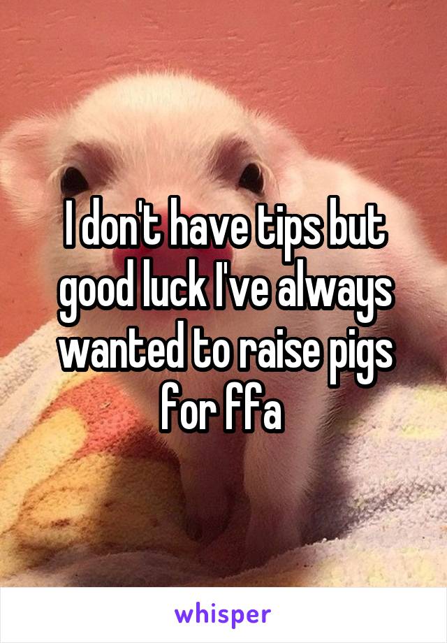 I don't have tips but good luck I've always wanted to raise pigs for ffa 