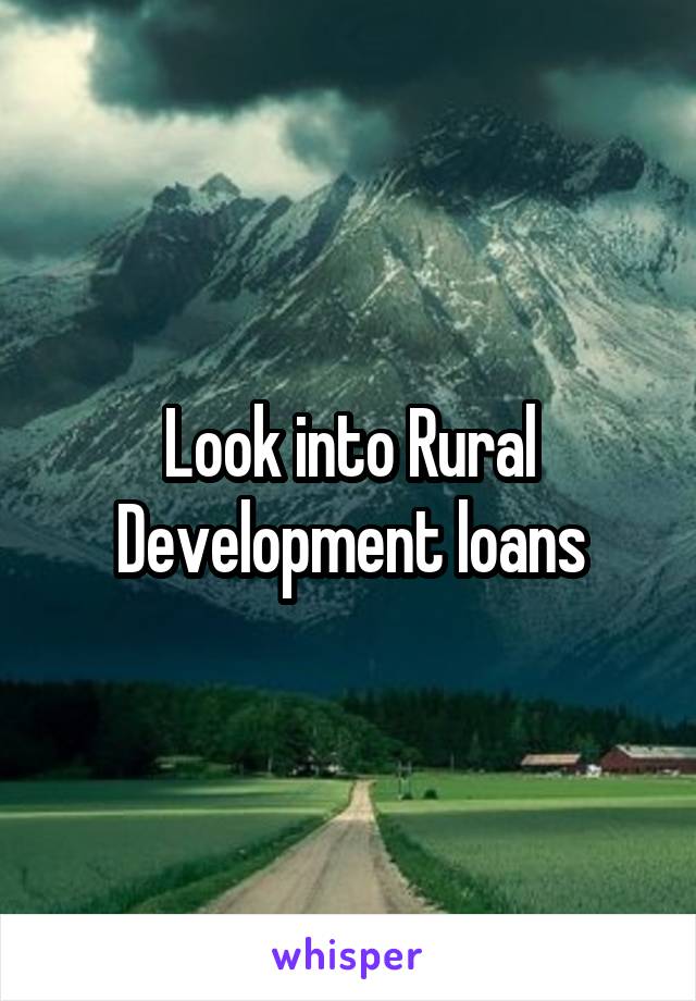 Look into Rural Development loans