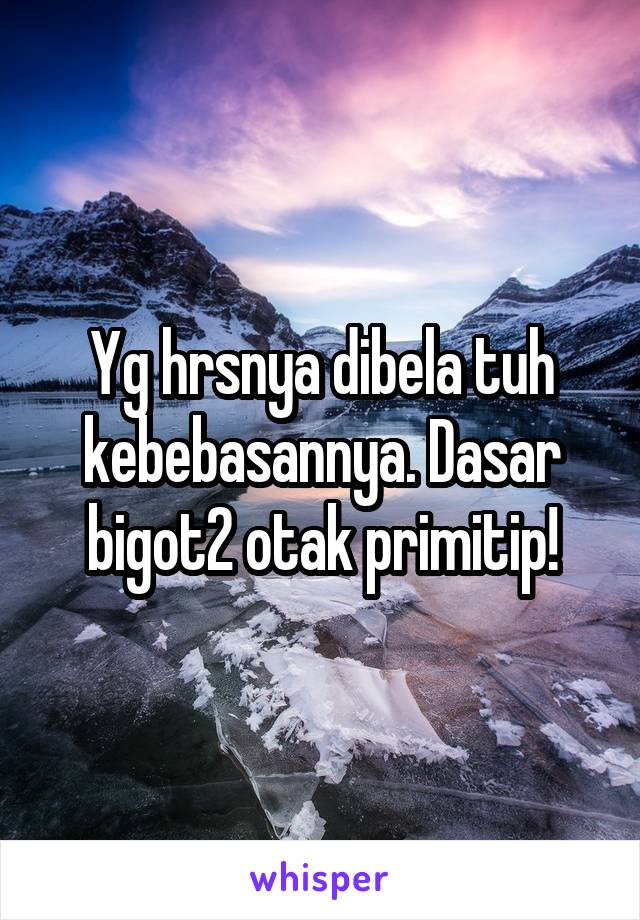 Yg hrsnya dibela tuh kebebasannya. Dasar bigot2 otak primitip!