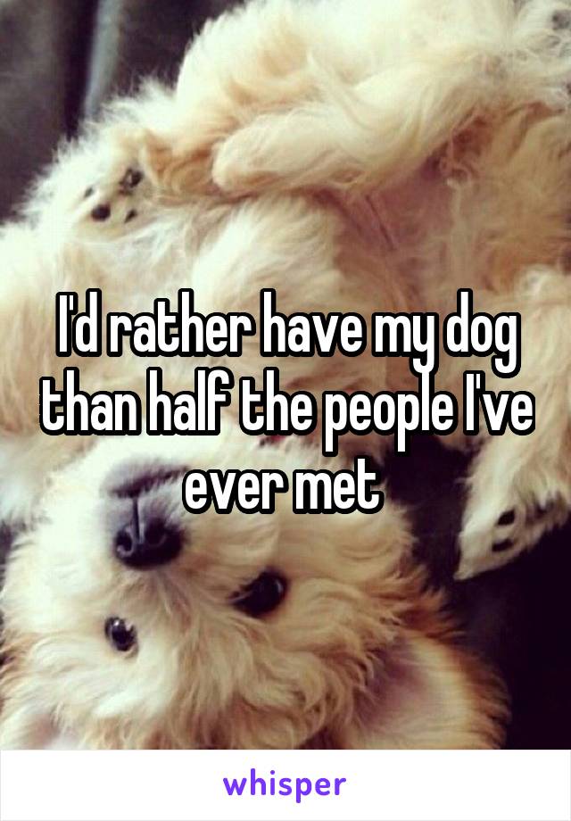 I'd rather have my dog than half the people I've ever met 