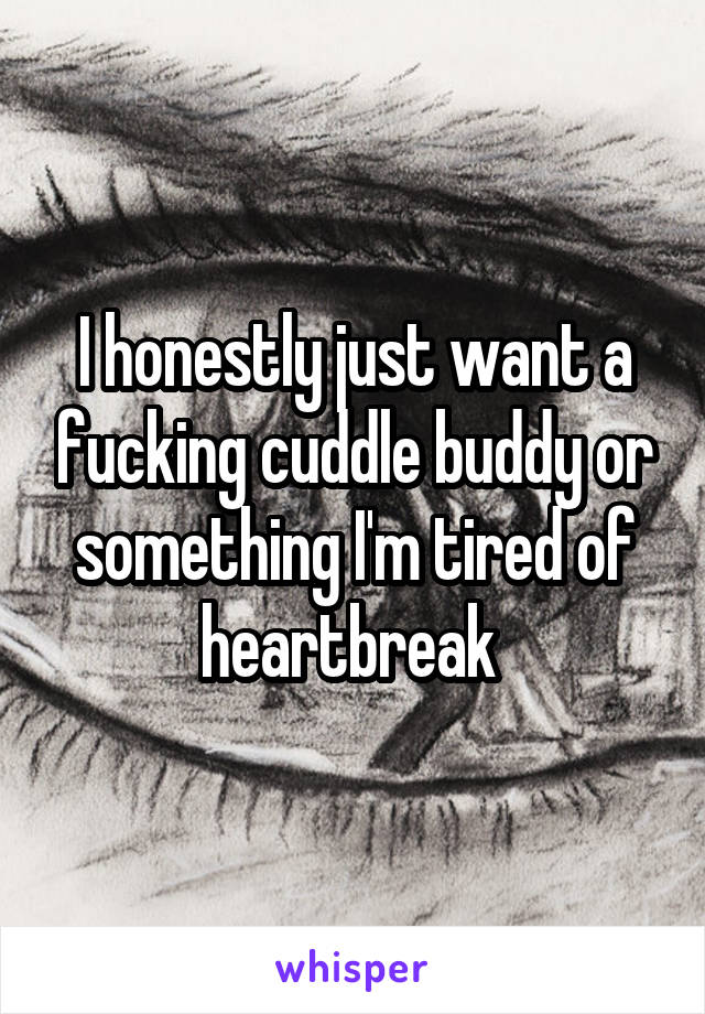 I honestly just want a fucking cuddle buddy or something I'm tired of heartbreak 