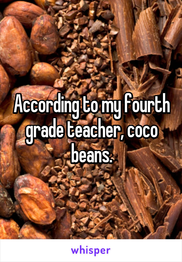 According to my fourth grade teacher, coco beans.