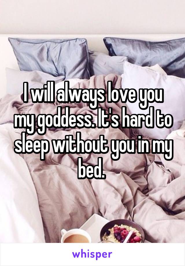 I will always love you my goddess. It's hard to sleep without you in my bed. 