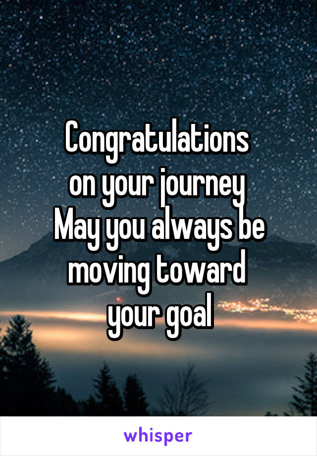 Congratulations 
on your journey 
May you always be moving toward 
your goal