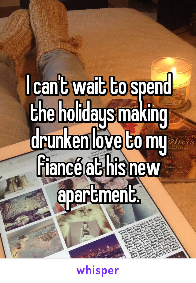 I can't wait to spend the holidays making drunken love to my fiancé at his new apartment.