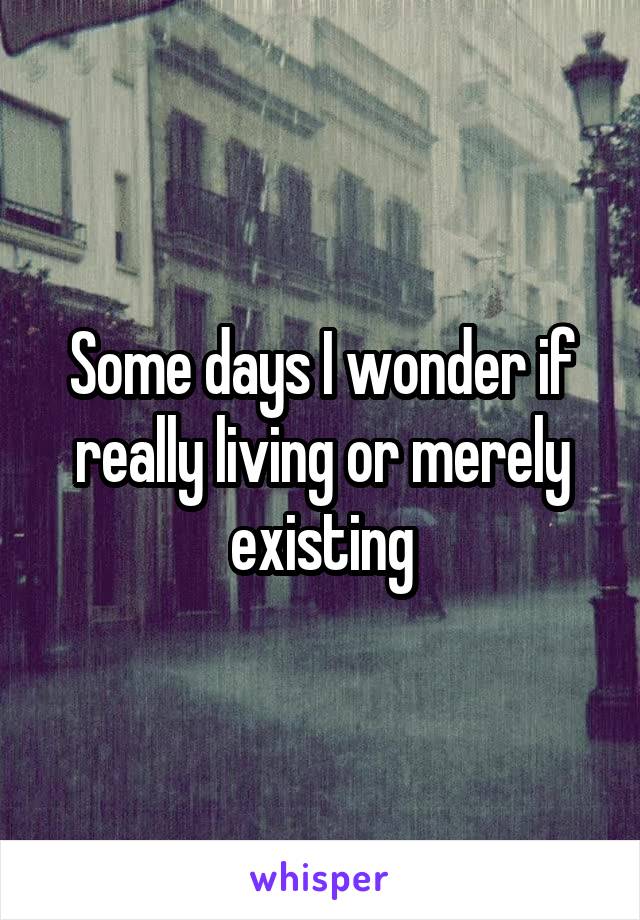 Some days I wonder if really living or merely existing