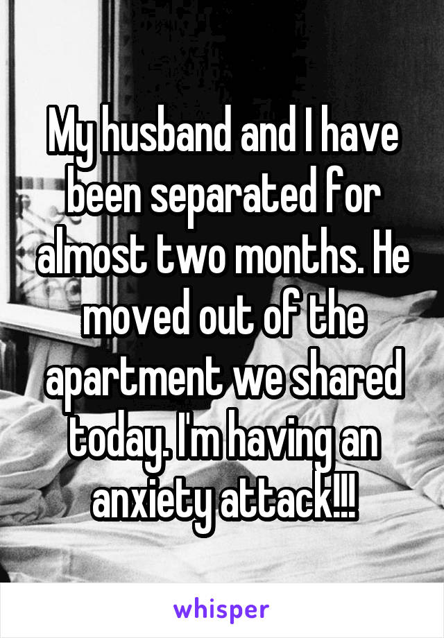 My husband and I have been separated for almost two months. He moved out of the apartment we shared today. I'm having an anxiety attack!!!